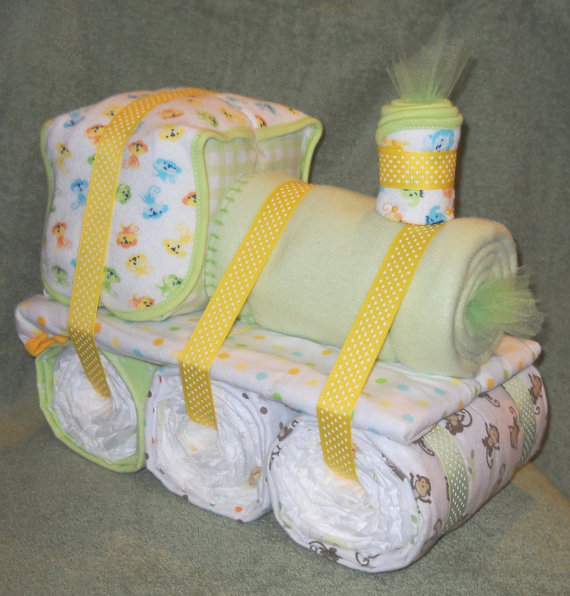 Baby Boy Shower Train Diaper Cake