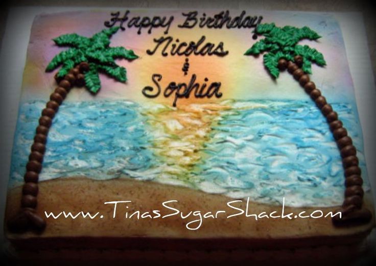 Beach Theme Birthday Sheet Cakes Beach Theme Birthday Sheet Cakes