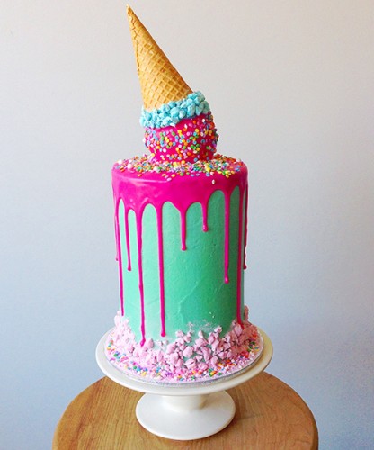 Birthday Cake with Ice Cream Cone Upside Down