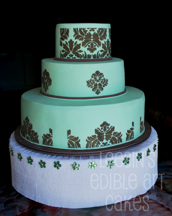 Black and Turquoise Wedding Cake