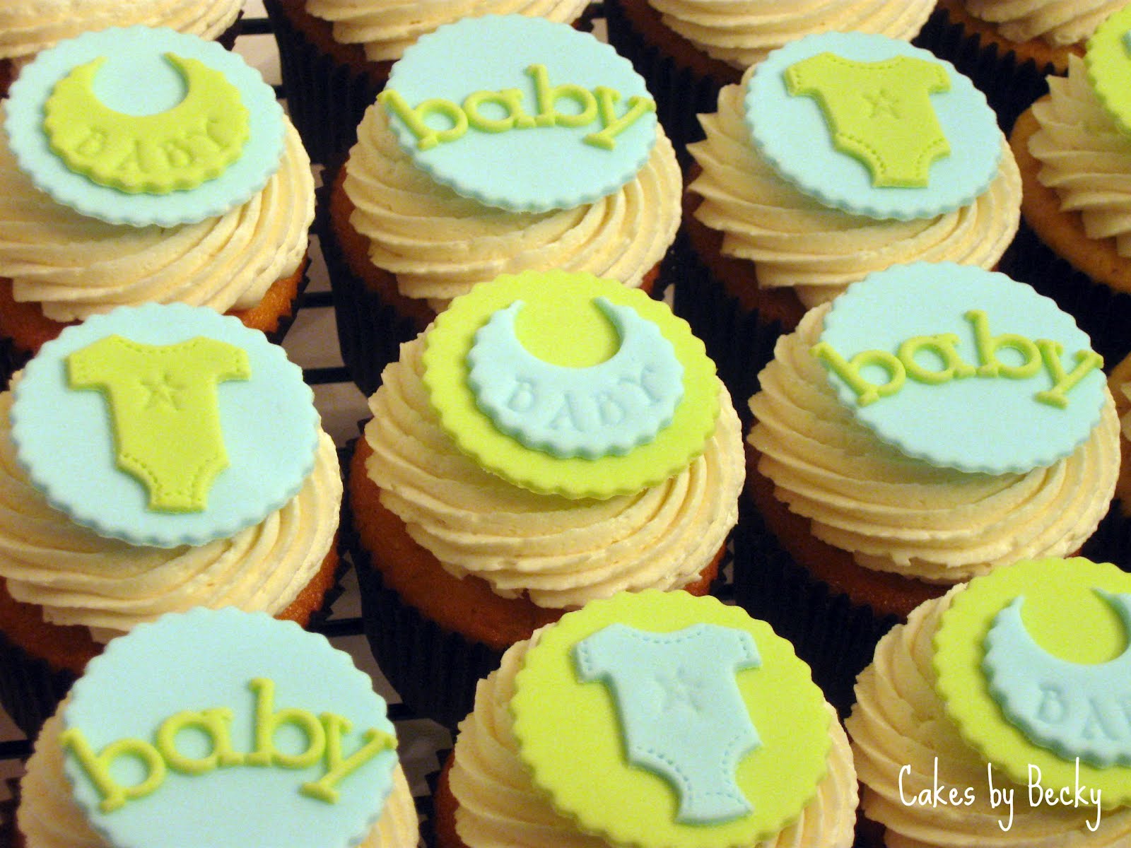 Blue and Green Baby Shower Cupcakes