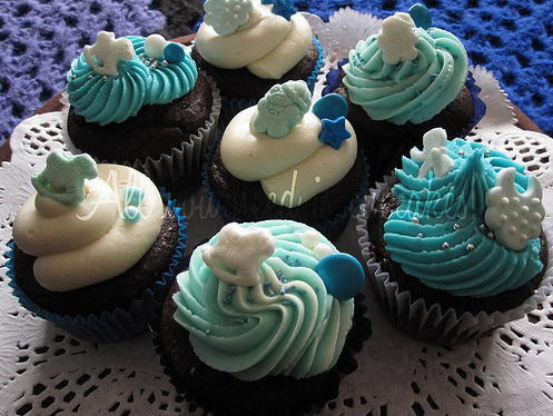 Blue Baby Shower Cupcakes