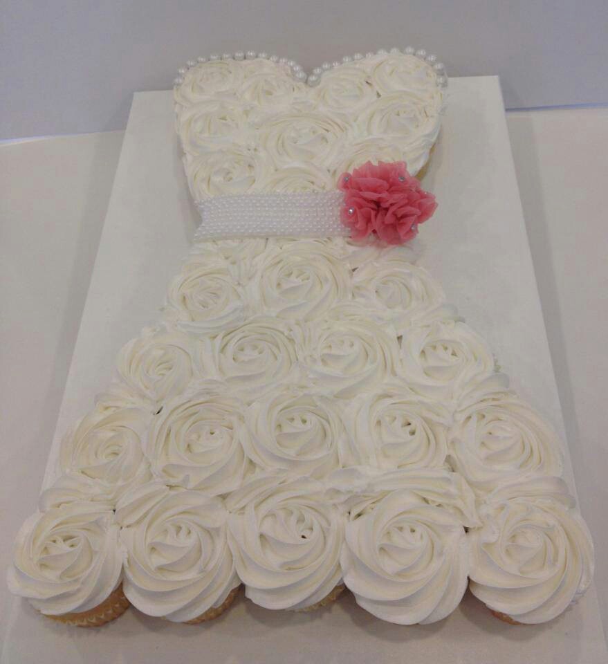 Bridal Shower Wedding Dress Cupcake Cake