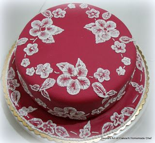 Brush Embroidery Cake Designs