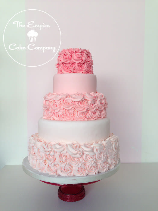 Buttercream Wedding Cake with Pink Roses