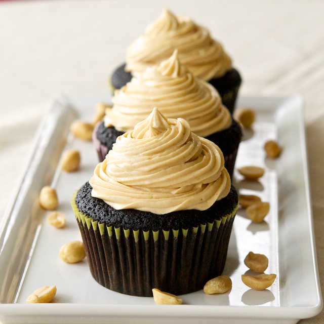 Chocolate Cupcakes with Peanut Butter Frosting