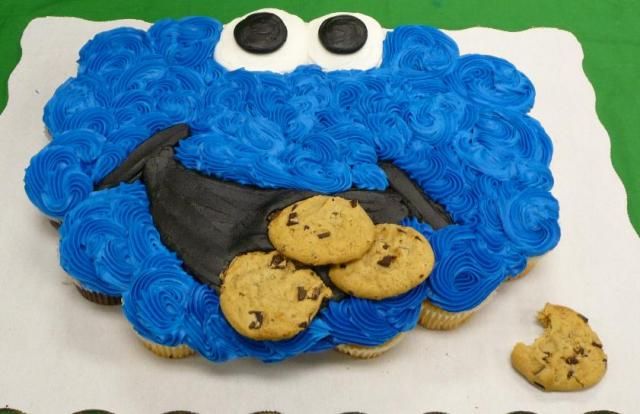 7 Photos of Cookie Monster Pull Apart Cupcakes 7 Photos of Cookie Monster Pull Apart Cupcakes