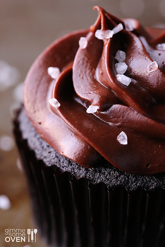 Dark Chocolate Salted Cupcakes