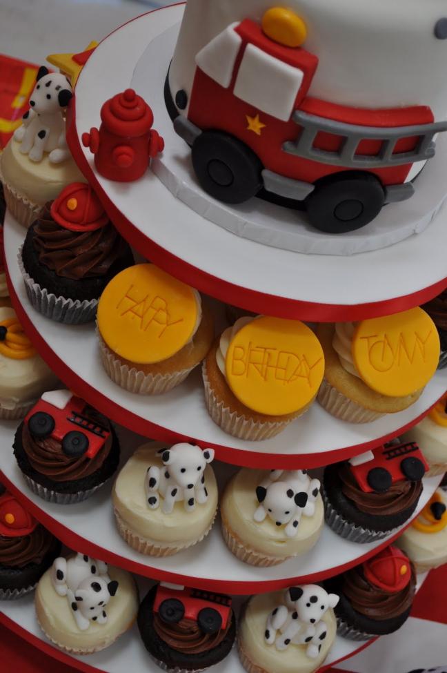 Fire Truck Birthday Cupcake Cake
