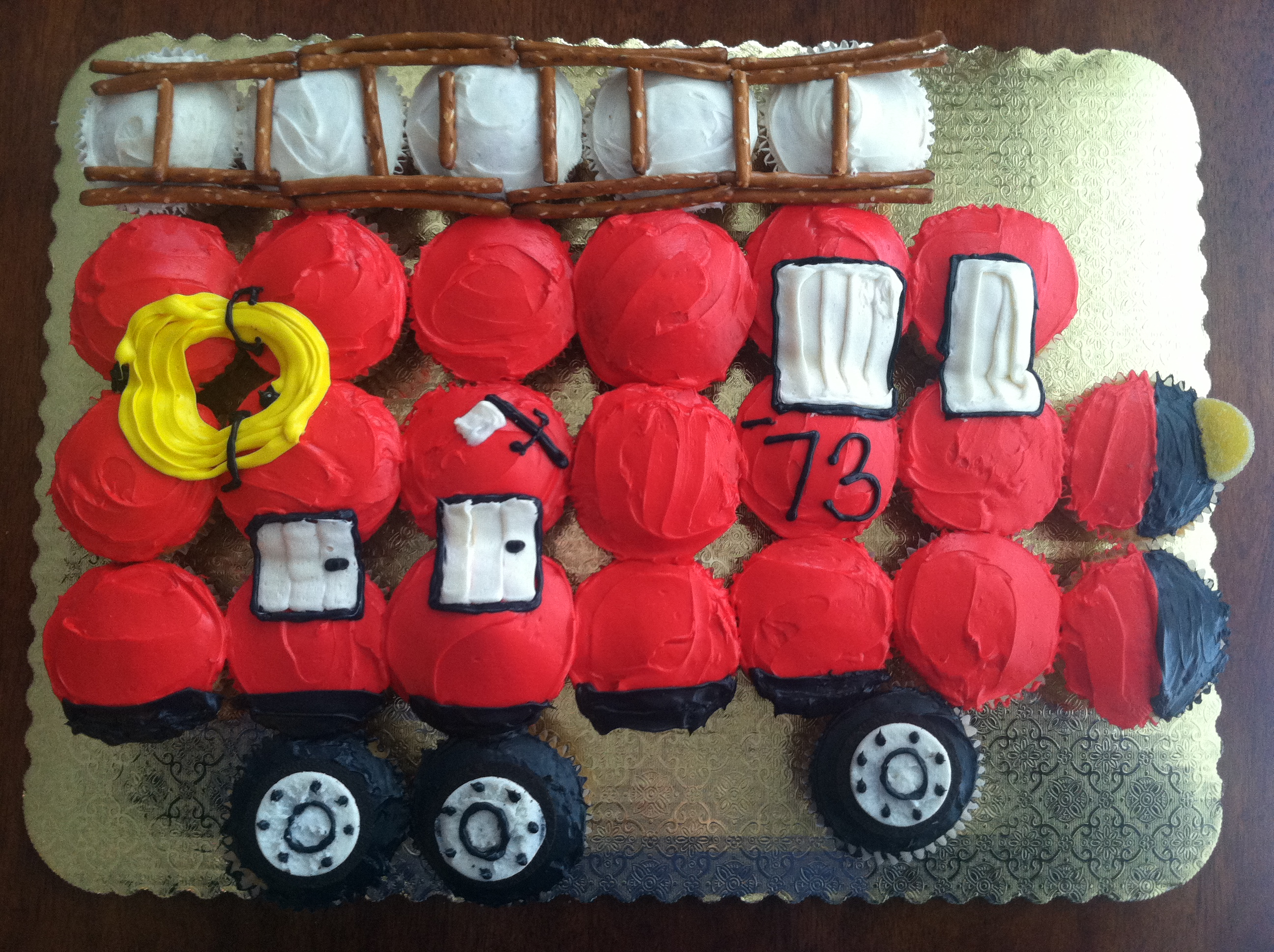 Fire Truck Cupcake Cake