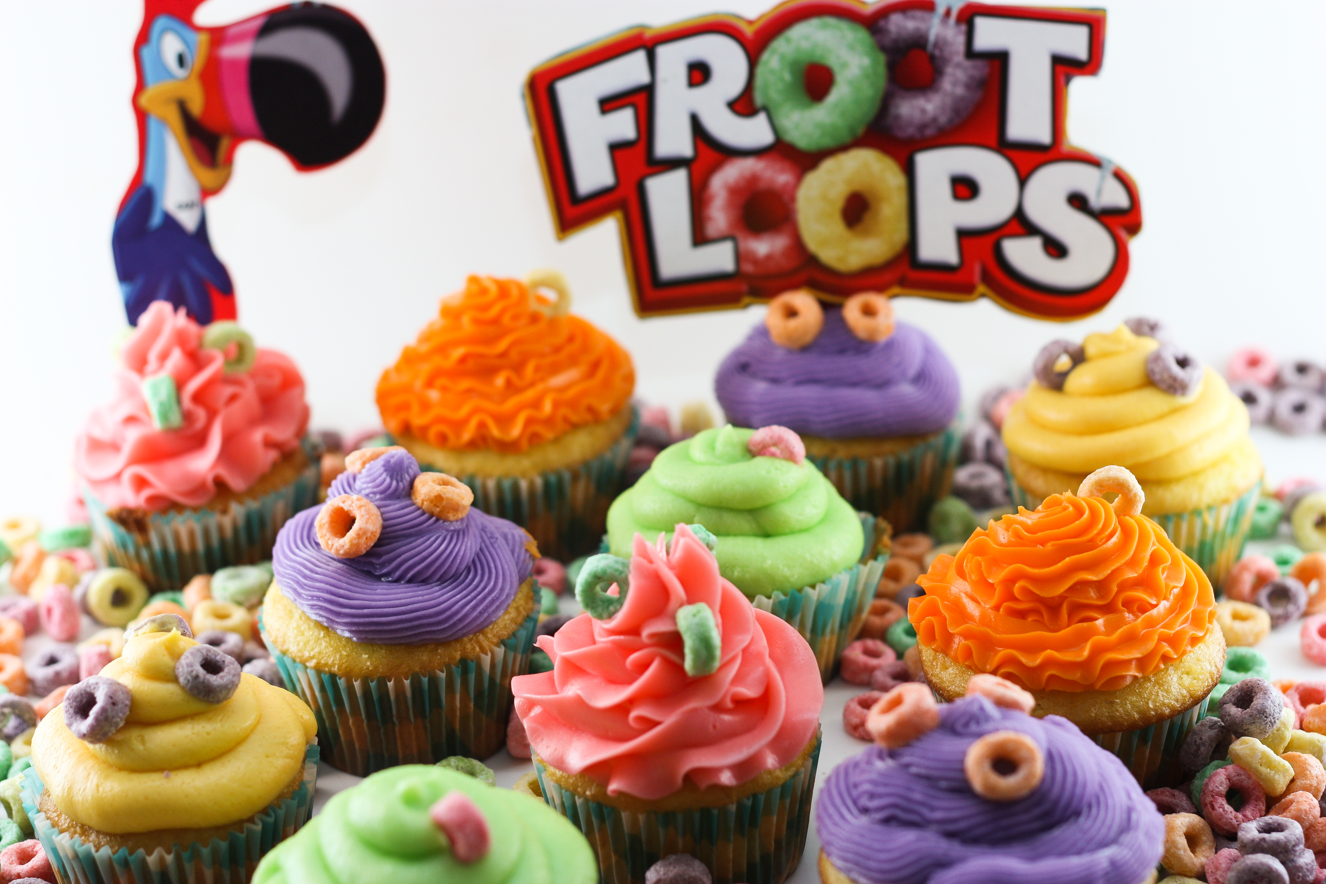 Fruit Loop Cupcakes