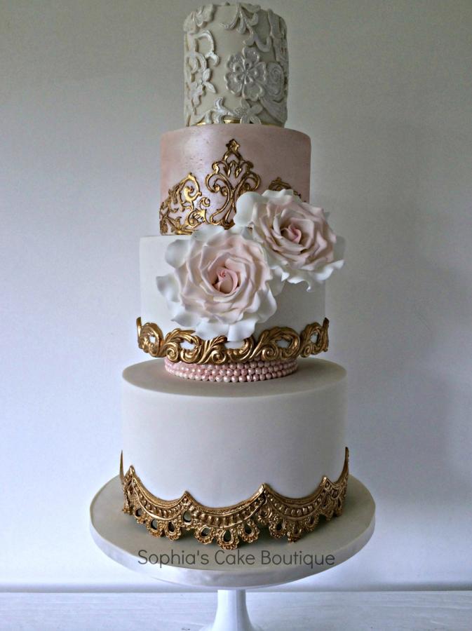 Gold and Blush Wedding Cake