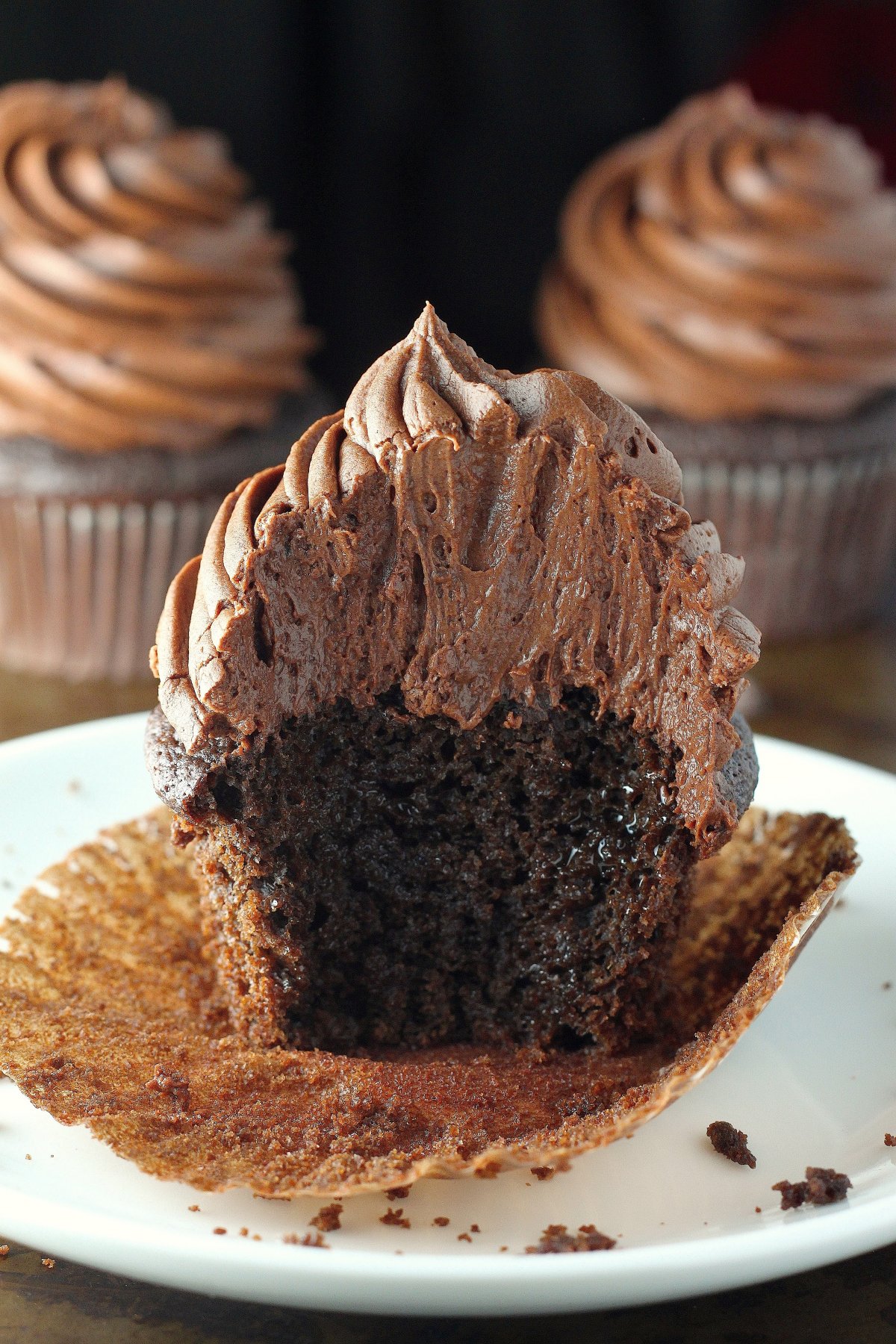 Greek Yogurt Chocolate Fudge Cupcakes