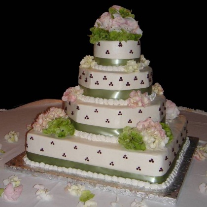Green Square and Round Wedding Cake Green Square and Round Wedding Cake