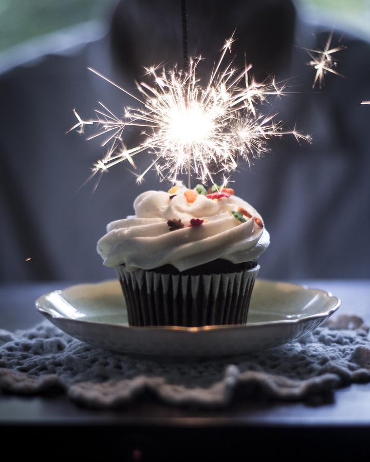 Happy Birthday Cupcake with Sparkler