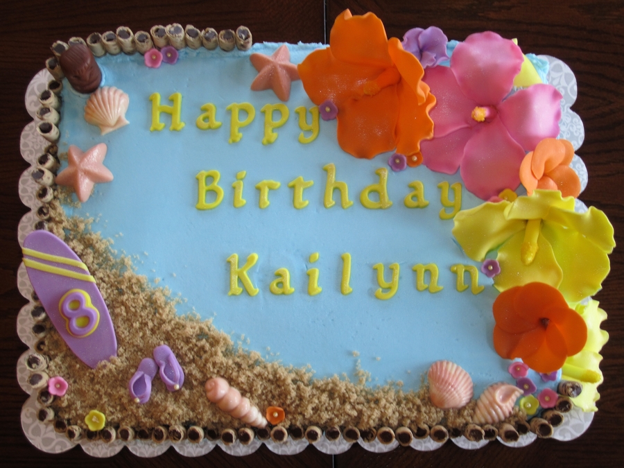 Hawaiian Theme Birthday Sheet Cake Hawaiian Theme Birthday Sheet Cake