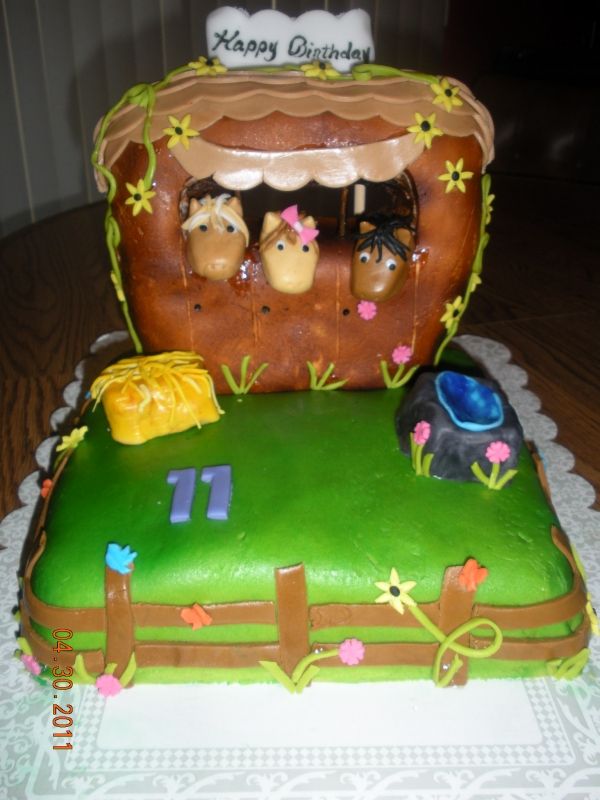 Horse Stable Birthday Cake