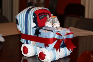 How to Make Baby Carriage Diaper Cake Boy