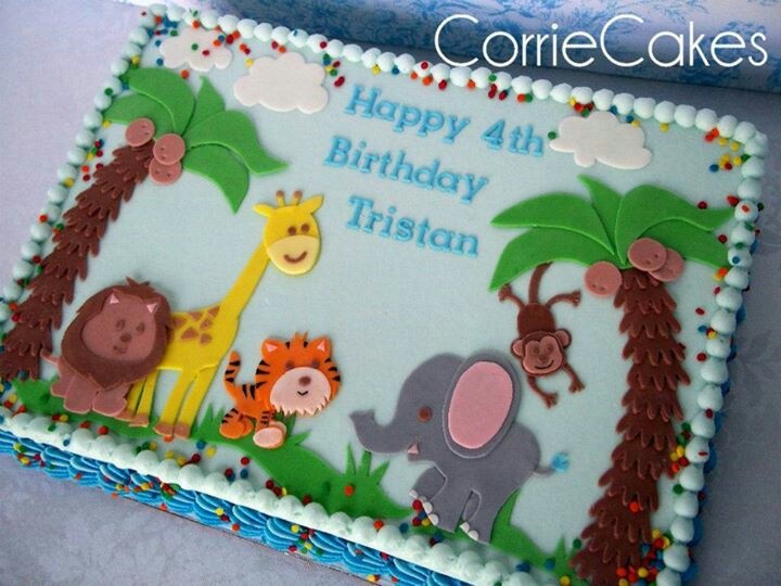 Jungle Animal Birthday Sheet Cakes Jungle Animal Birthday Sheet Cakes