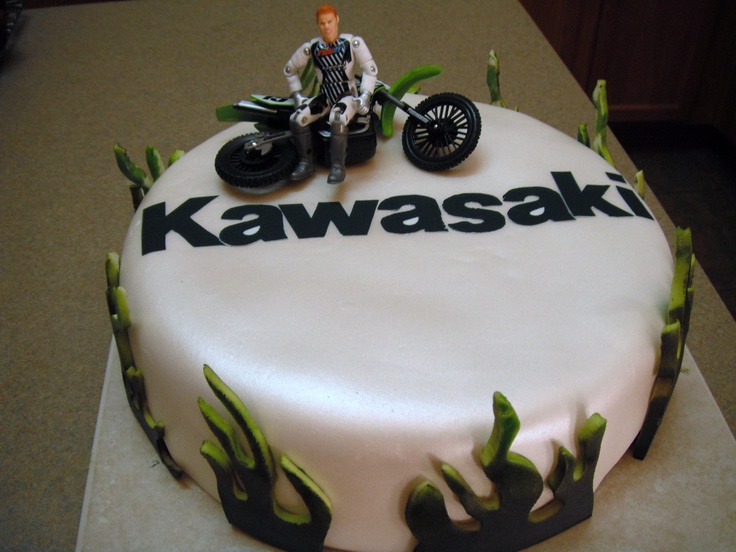 Kawasaki Motorcycle Happy Birthday Cake