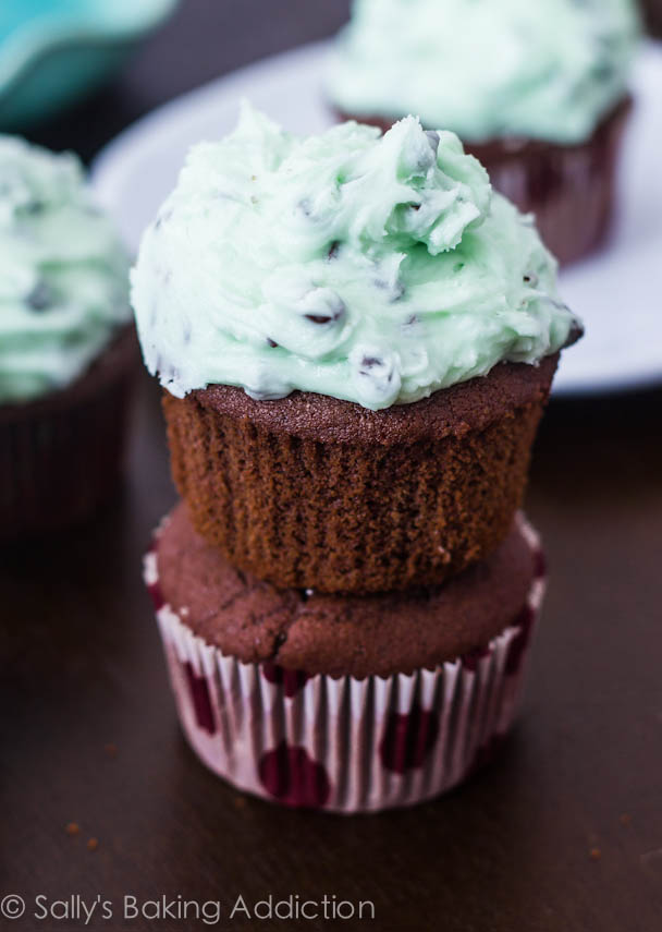 Mint Chocolate Chip Cupcakes with Frosting