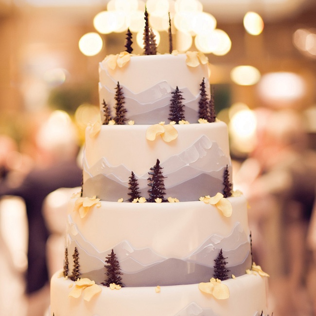Mountain Theme Wedding Cake