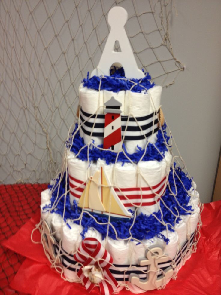 11 Photos of Nautical Themed Boy Diaper Cakes 11 Photos of Nautical Themed Boy Diaper Cakes