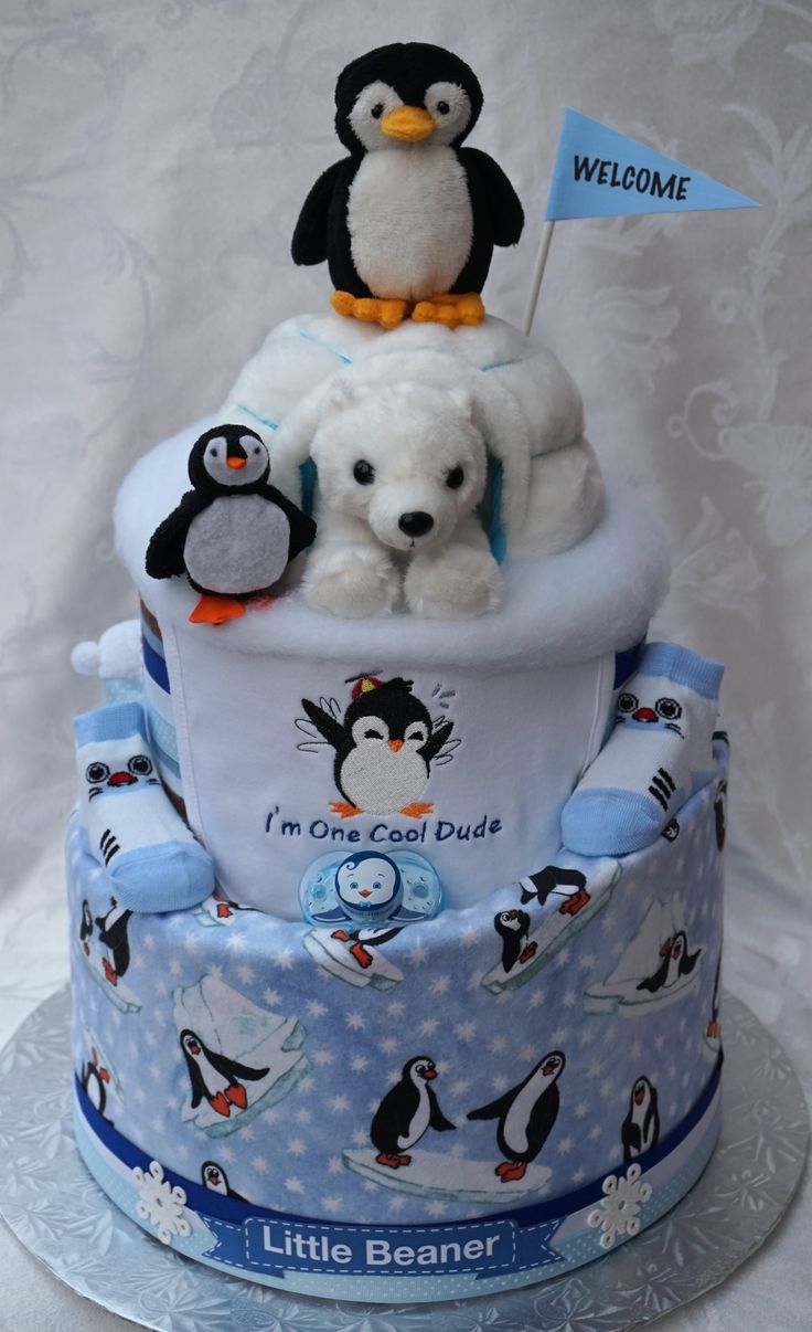 Penguin Baby Shower Diaper Cake