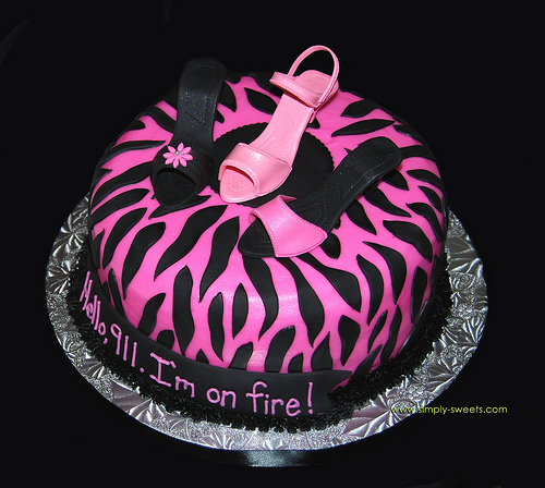 Pink and Black High Heel Cake Pink and Black High Heel Cake
