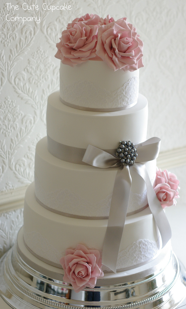 Pink and Grey Wedding Cake