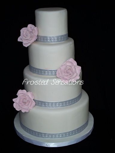 Pink and Grey Wedding Cake