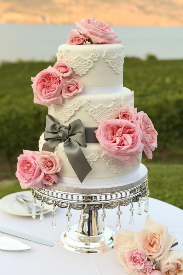 Pink and White Wedding Cake