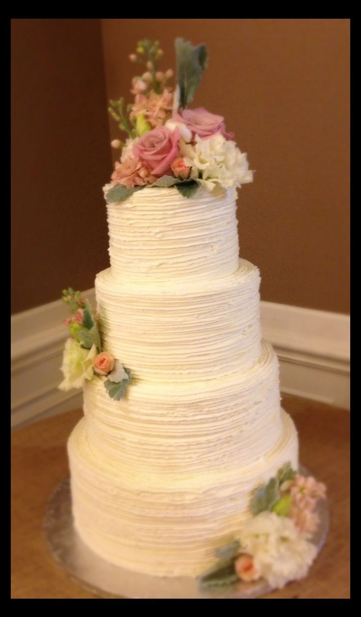 Pink Buttercream Wedding Cake