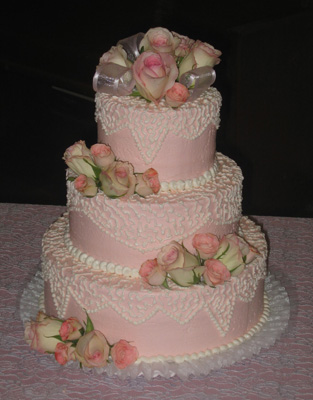Pink Buttercream Wedding Cake
