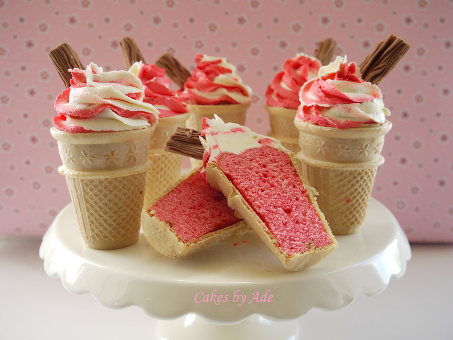 Pink Ice Cream Cone Cupcakes