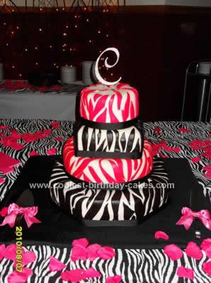 Pink Zebra Print Birthday Cake Pink Zebra Print Birthday Cake