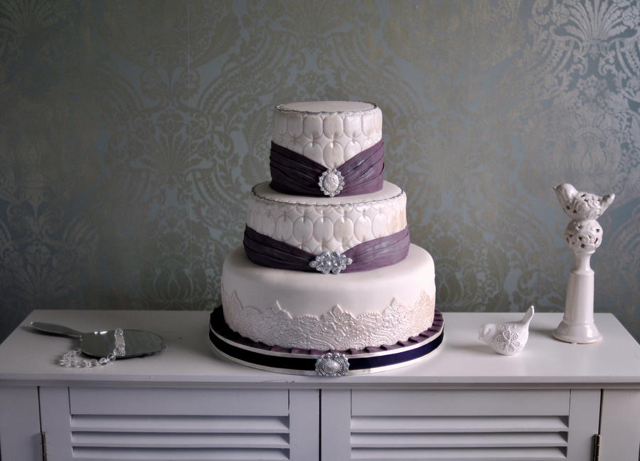 Plum and Silver Wedding Cake Lace