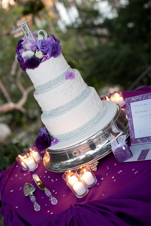 Plum and Silver Wedding Cake