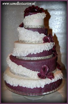 Plum and Silver Wedding Cake