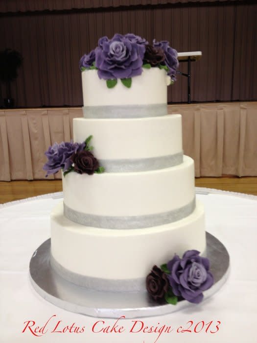 Plum Purple and Silver Wedding Cake