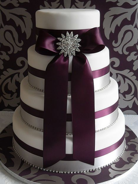 Purple and Silver Wedding Cake