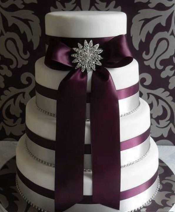 Purple and Silver Wedding Cake