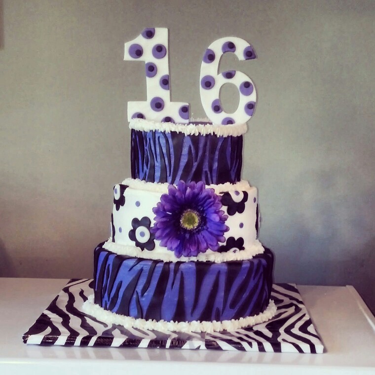 Purple Sweet 16 Birthday Cakes