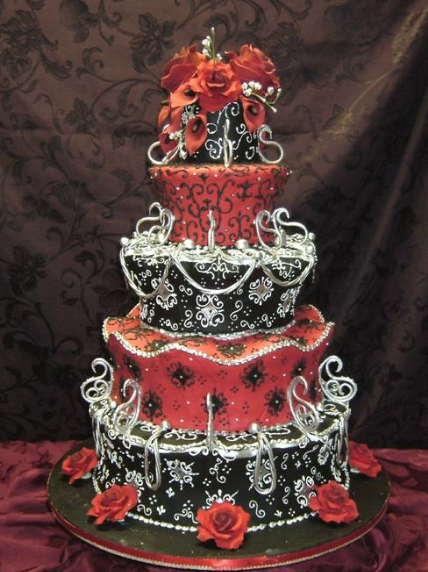 Red and Black Wedding Cake