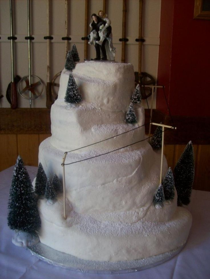 Ski Mountain Wedding Cake