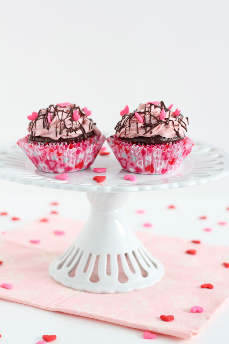 Strawberry Yogurt Cupcakes with Chocolate Frosting