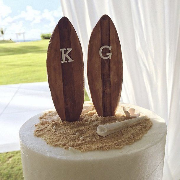 Surfboard Wedding Cake Topper