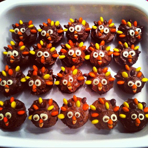 Turkey Cupcakes with Reese's Pieces