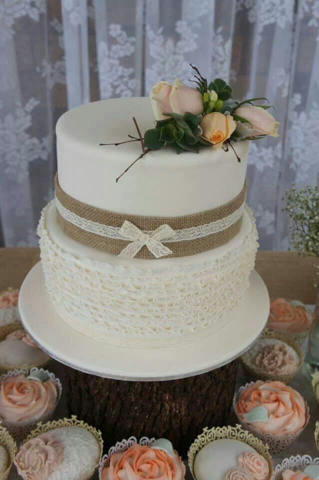 Two Tier Rustic Wedding Shower Cake