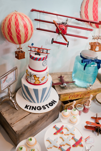 Vintage Hot Air Balloon and Airplane Vintage Hot Air Balloon and Airplane